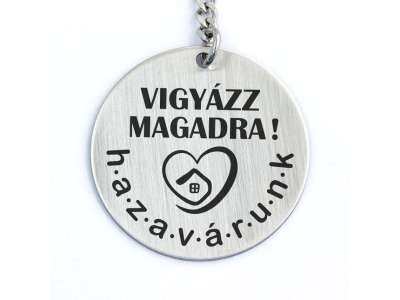 Hazavárunk acél medálos kulcstartó