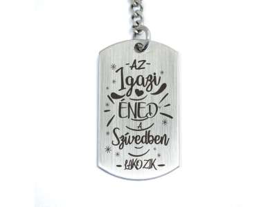 Az igazi éned acél medálos kulcstartó