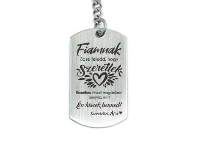 Hiszek benned fiam apa acél medálos kulcstartó