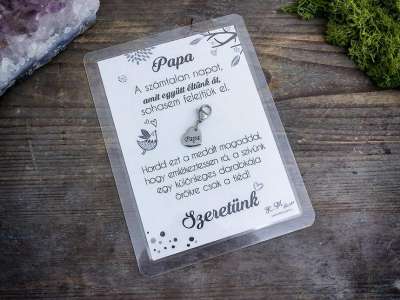 Szeretünk Papa medál köszönő kártyával