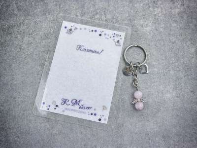 Köszönöm kulcstartó rózsakvarccal