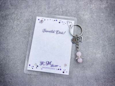 Szeretlek Dédi kulcstartó rózsakvarccal