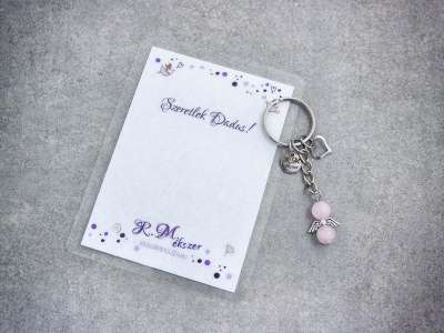 Szeretlek Dadus kulcstartó rózsakvarccal