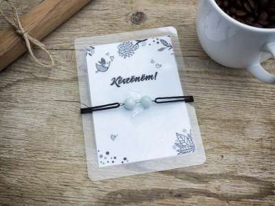 Köszönöm akvamarin angyal karkötő