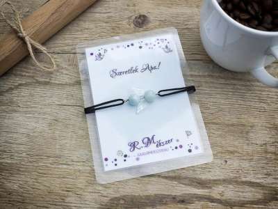 Szeretlek Apa akvamarin angyal karkötő