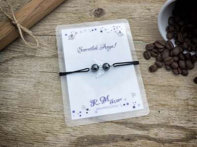 Szeretlek Anya hematit angyal karkötő