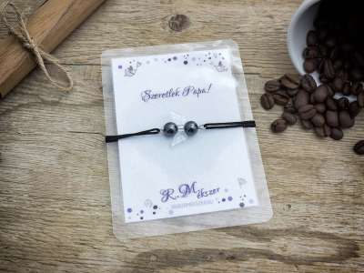 Szeretlek Papa hematit angyal karkötő