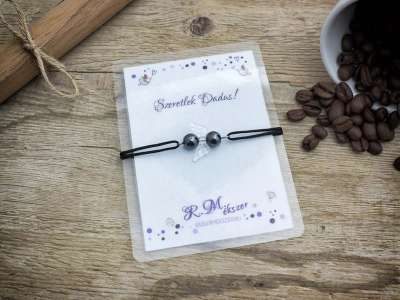 Szeretlek Dadus hematit angyal karkötő