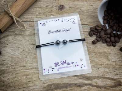 Szeretlek Apa hematit angyal karkötő