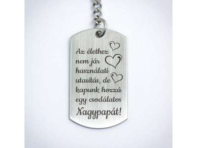 Csodálatos Nagypapát acél medálos kulcstartó
