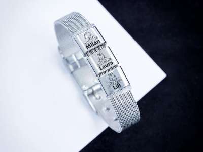 Csemetéim 3 egyedi medálos MoMents acél karkötő