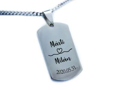 Mindig veled egyedi acél téglalap medálos nyaklánc