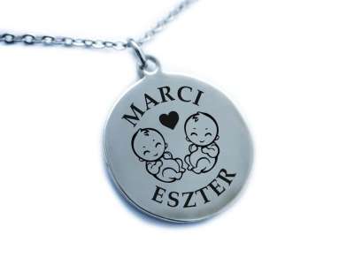 Baba emlékőrző egyedi acél kör medálos nyaklánc 2