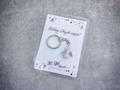 Boldog Anyák napját kulcstartó rózsakvarccal