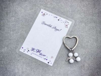 Szeretlek Anya kulcstartó tejkvarccal