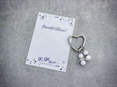 Szeretlek Mama kulcstartó tejkvarccal