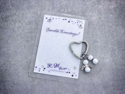 Szeretlek Keresztanya kulcstartó tejkvarccal