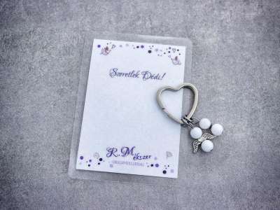 Szeretlek Dédi kulcstartó tejkvarccal