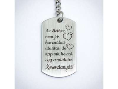 Csodálatos Keresztanyát acél medálos kulcstartó