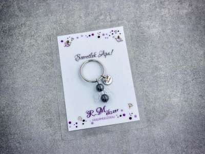 Szeretlek Apa kulcstartó hematittal