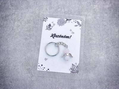 Köszönöm kulcstartó rózsakvarccal