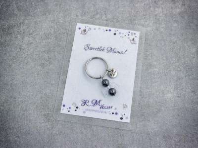 Szeretlek Mama kulcstartó hematittal