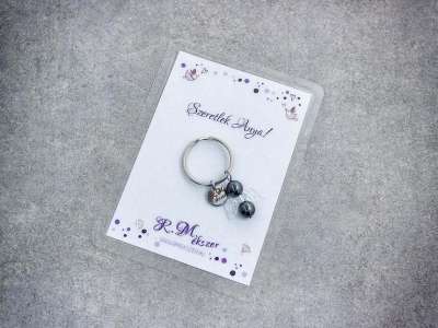 Szeretlek Anya kulcstartó hematittal