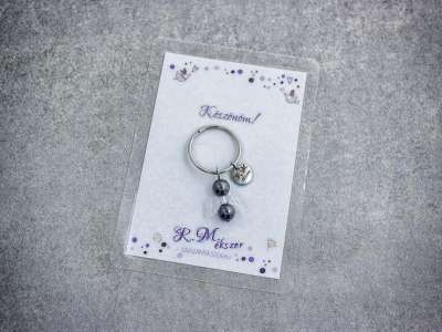 Köszönöm kulcstartó hematittal