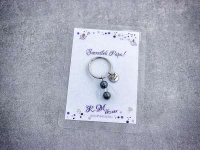 Szeretlek Papa kulcstartó hematittal