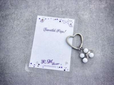 Szeretlek Papa kulcstartó tejkvarccal