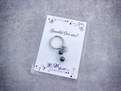 Szeretlek Óvó néni kulcstartó hematittal