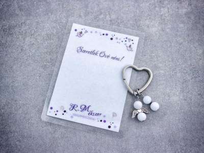 Szeretlek Óvó néni kulcstartó tejkvarccal