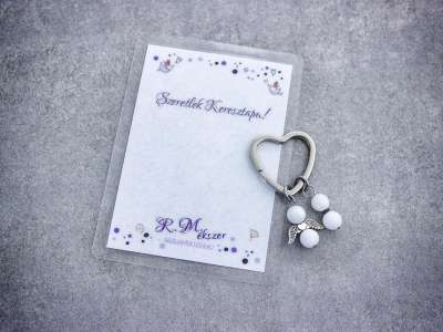 Szeretlek Keresztapa kulcstartó tejkvarccal