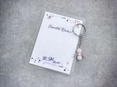 Szeretlek Dadus kulcstartó rózsakvarccal