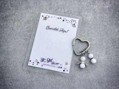 Szeretlek Apa kulcstartó tejkvarccal