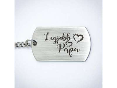 Legjobb Papa acél medálos kulcstartó