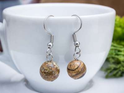 Jáspis lógós fülbevaló 8mm