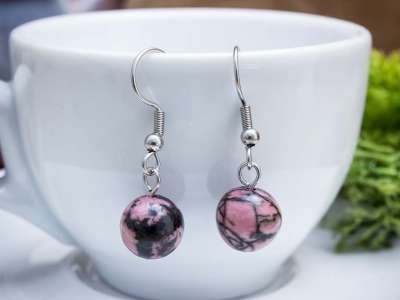 Rodonit lógós fülbevaló 8mm