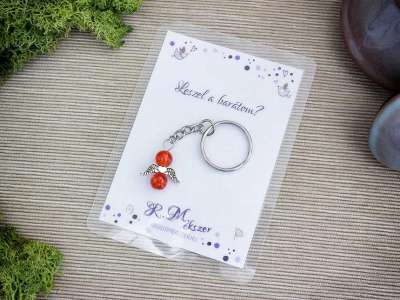 Leszel a barátom narancssárga angyal medálos kulcstartó