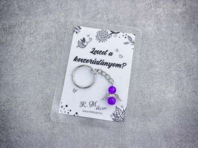 Leszel a koszorúslányom lila angyal medálos kulcstartó