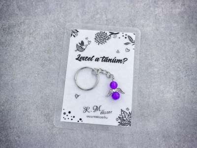 Leszel a tanúm lila angyal medálos kulcstartó