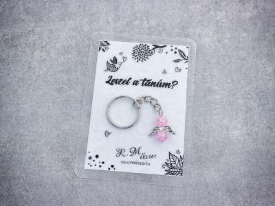 Leszel a tanúm rózsaszín angyal medálos kulcstartó