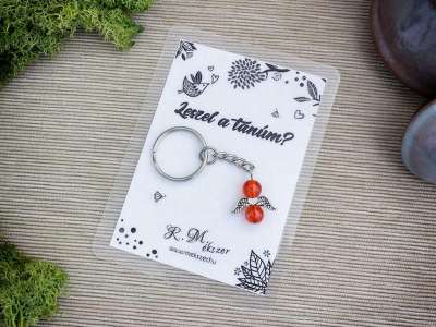 Leszel a tanúm narancssárga angyal medálos kulcstartó