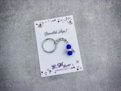 Szeretlek Apa sötétkék angyal medálos kulcstartó