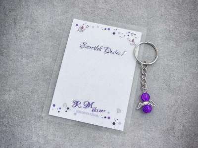 Szeretlek Dadus lila angyal medálos kulcstartó