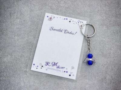 Szeretlek Dadus sötétkék angyal medálos kulcstartó