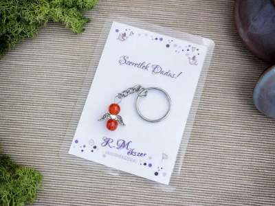 Szeretlek Dadus narancssárga angyal medálos kulcstartó