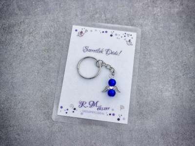 Szeretlek Dédi sötétkék angyal medálos kulcstartó