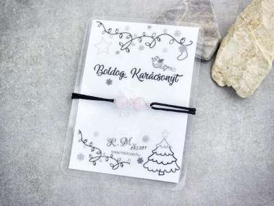 Boldog Karácsonyt rózsakvarc angyal karkötő