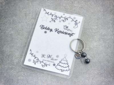 Boldog Karácsonyt kulcstartó hematittal